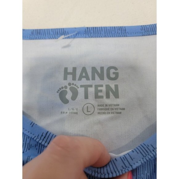 Hang Ten Women Long Sleeve Blue Geometric Large Rash‎ Guard Protection Shirt - Picture 3 of 8